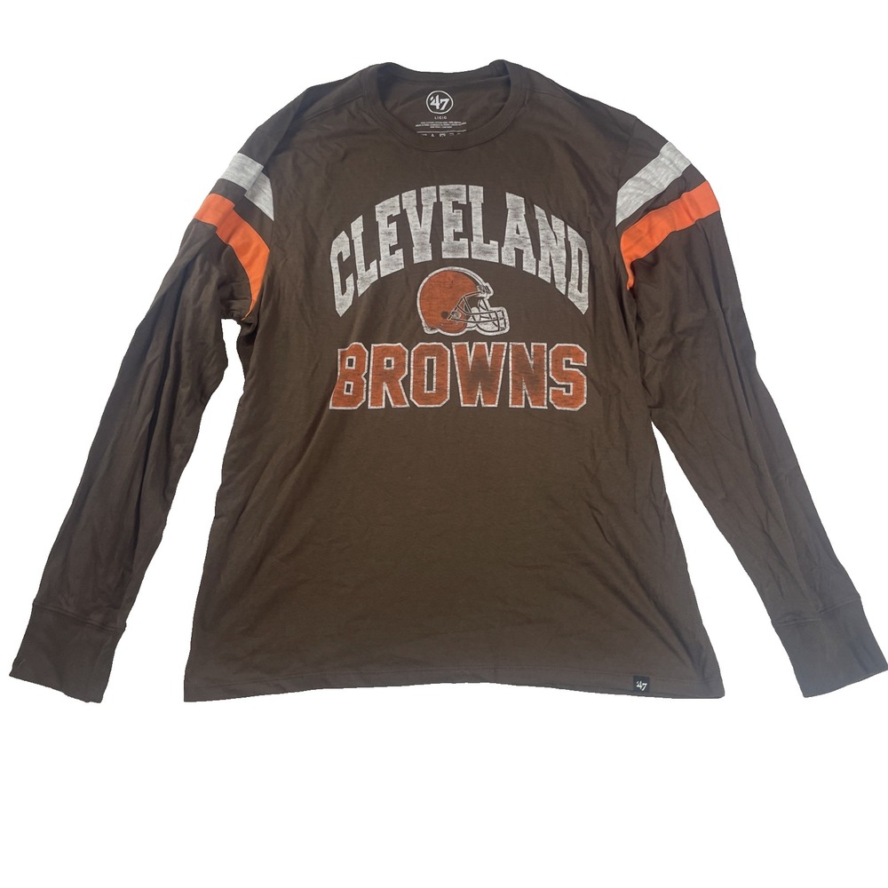 47 Brand NFL Cleveland Browns Large Brown and Orange Long Sleeve Shirt